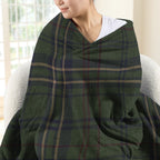 Sunbeam Heated Olive Plaid Throw Blanket Microplush Faux Shearling 4 Heat 50x70