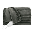Sunbeam Heated Brushed Nickel Throw Blanket Textured Velvet 4 Heat 50x70