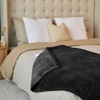 Sunbeam Heated Black Throw Blanket Textured Velvet 4 Heat Settings50x70
