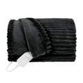Sunbeam Heated Black Throw Blanket Textured Velvet 4 Heat Settings50x70