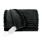 Sunbeam Heated Black Throw Blanket Textured Velvet 4 Heat Settings50x70