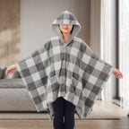 Sunbeam Heated Buffalo Gray Wearable Throw 4 Heat Settings 50x60