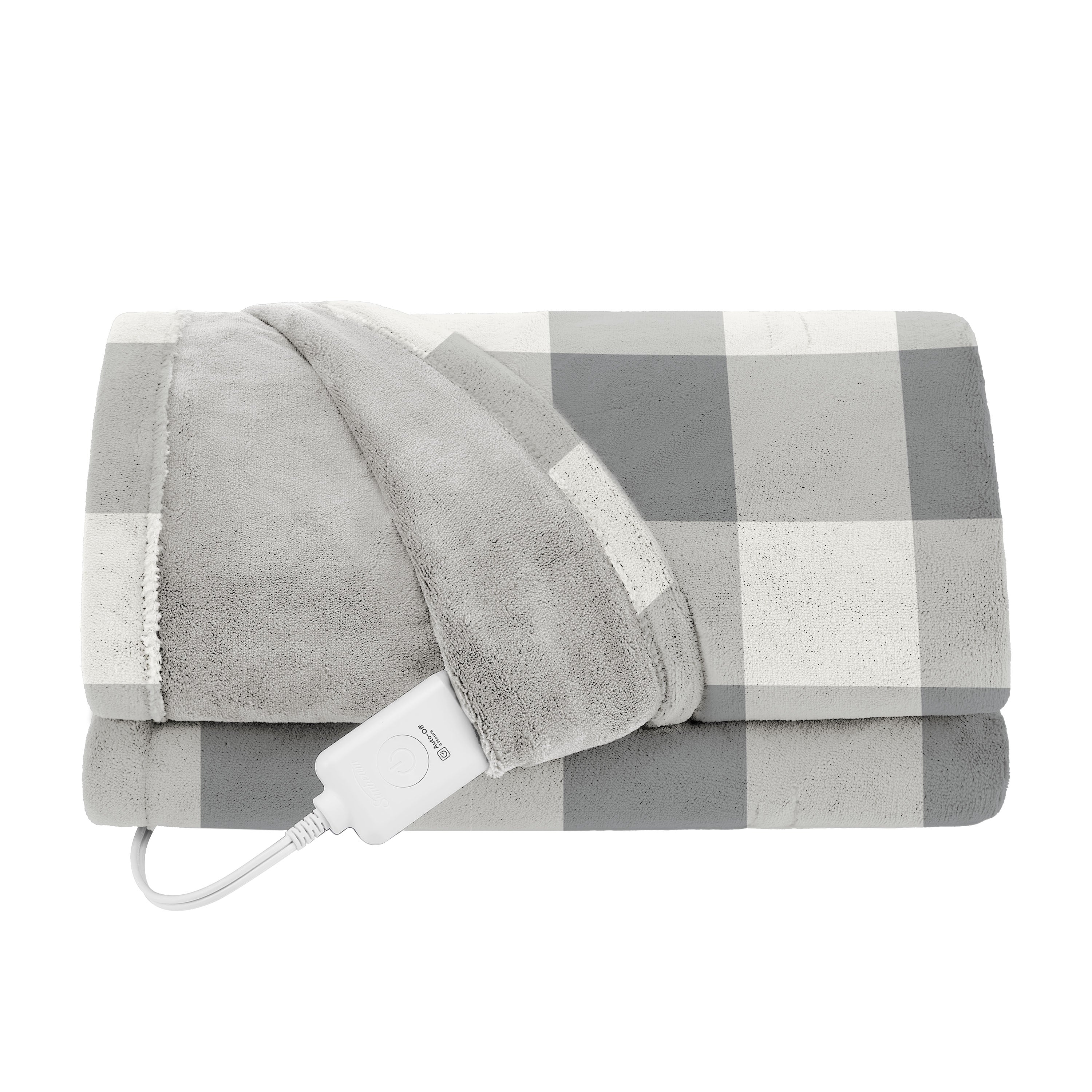 Sunbeam Heated Buffalo Gray Wearable Throw 4 Heat Settings 50x60