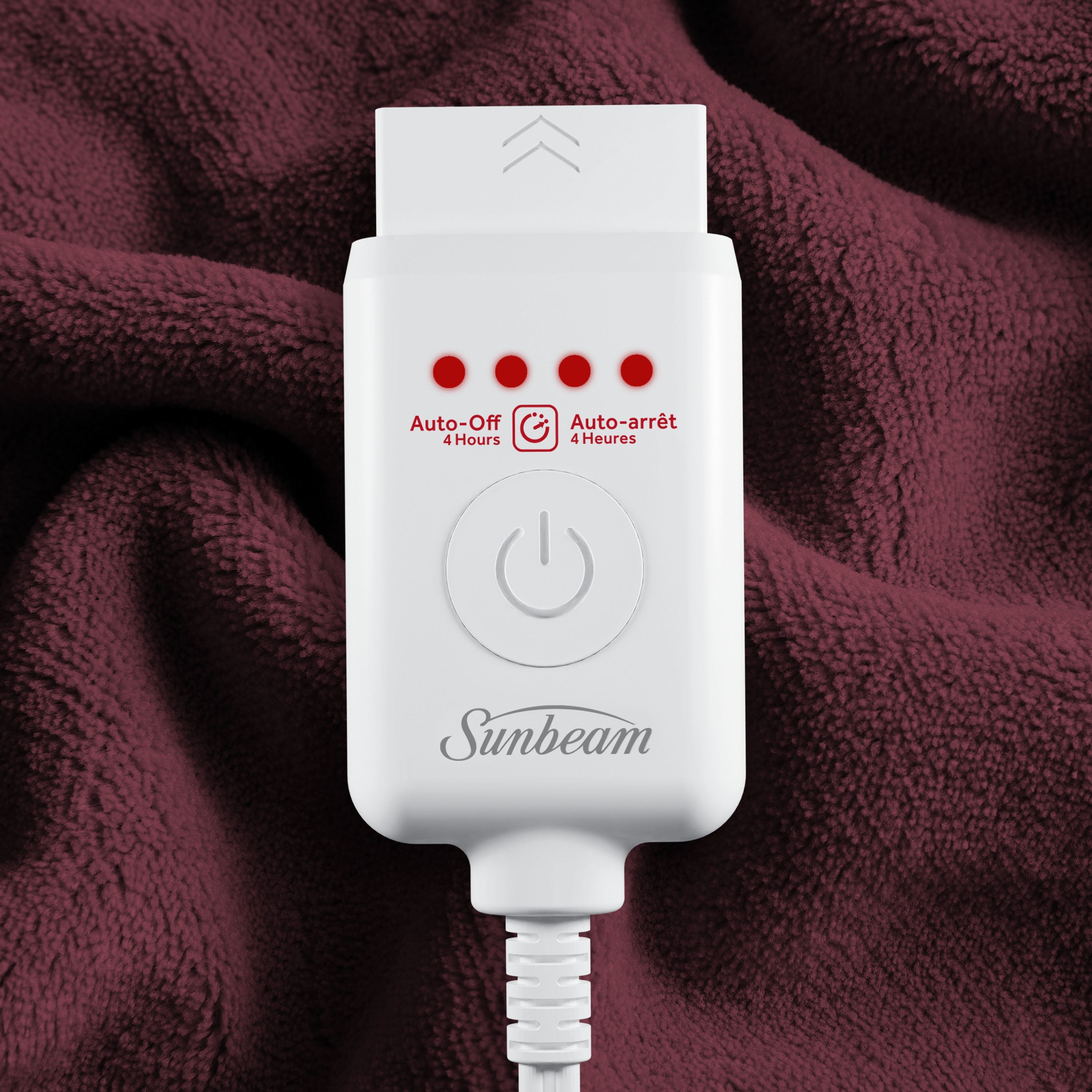 Sunbeam Heated Infrared Windsor Wine Throw Blanket Microplush 4 Heat 50x60