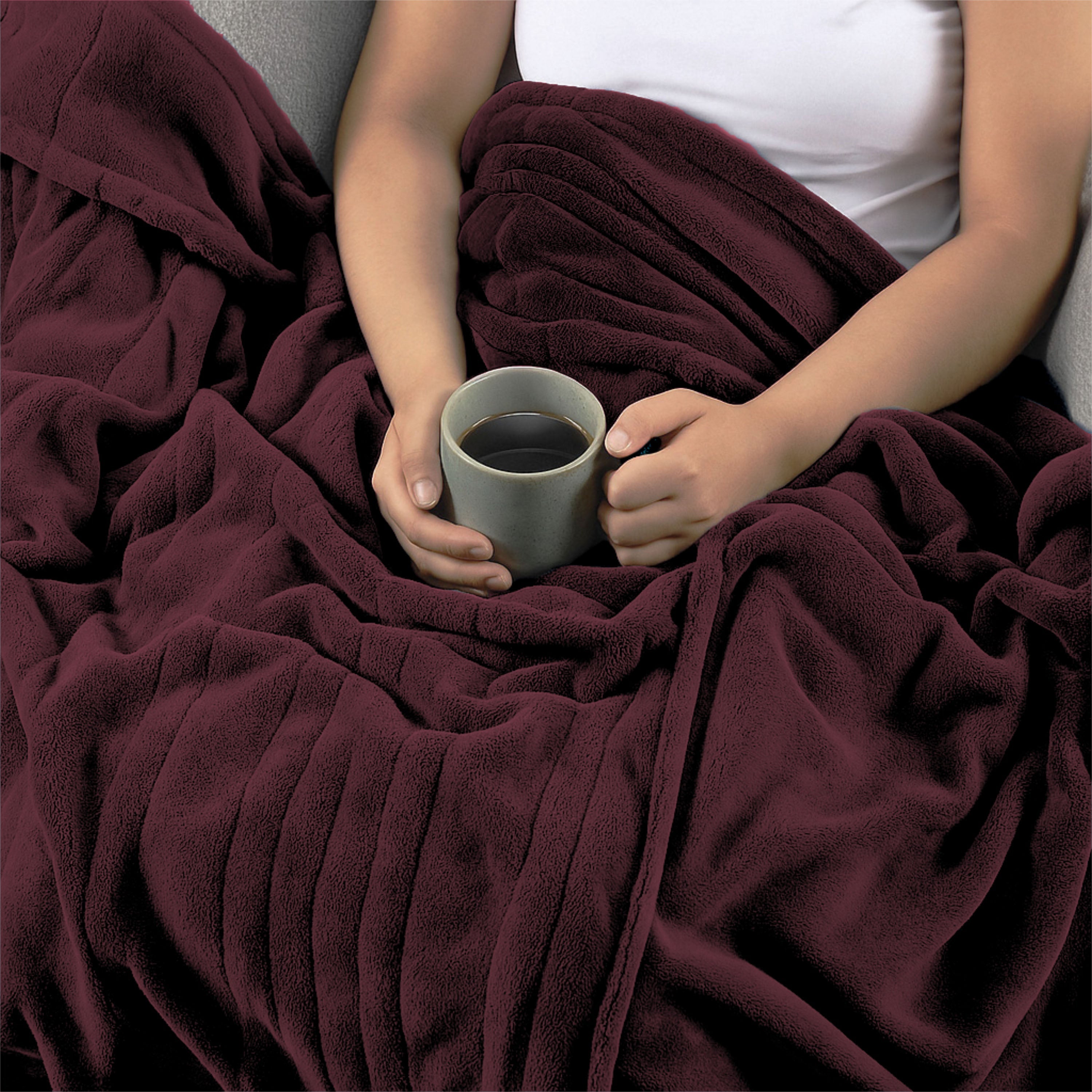 Sunbeam Heated Infrared Windsor Wine Throw Blanket Microplush 4 Heat 50x60