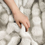 Sunbeam Heated Cream Throw Bubble Faux Fur Luxury Collection 4 Heat Settings 50x70