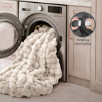 Sunbeam Heated Cream Throw Bubble Faux Fur Luxury Collection 4 Heat Settings 50x70
