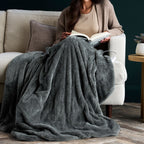 Sunbeam Heated Throw Blanket Arctic Plush Eco Quick Control 4 Heat Greystone 50x60