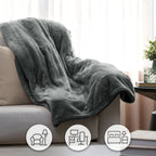 Sunbeam Heated Throw Blanket Arctic Plush Eco Quick Control 4 Heat Greystone 50x60
