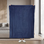 Sunbeam Heated Throw Blanket Arctic Plush Eco Quick Control 4 Heat Navy 50x60