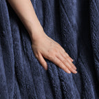 Sunbeam Heated Throw Blanket Arctic Plush Eco Quick Control 4 Heat Navy 50x60