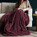 Sunbeam Heated Throw Blanket Arctic Plush Eco Quick Control 4 Heat Burgundy 50x60