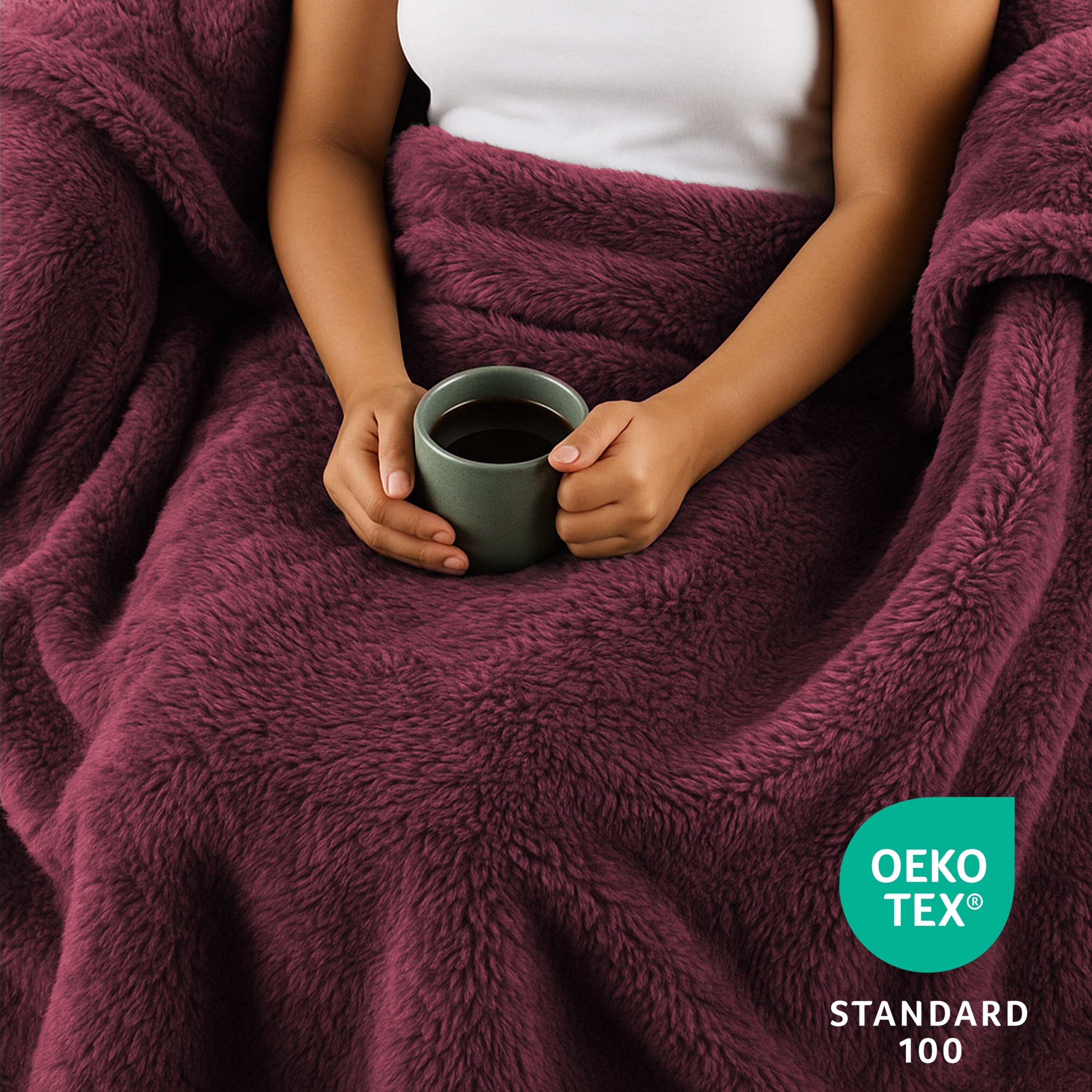 Sunbeam Heated Throw Blanket Arctic Plush Eco Quick Control 4 Heat Burgundy 50x60