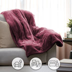 Sunbeam Heated Throw Blanket Arctic Plush Eco Quick Control 4 Heat Burgundy 50x60