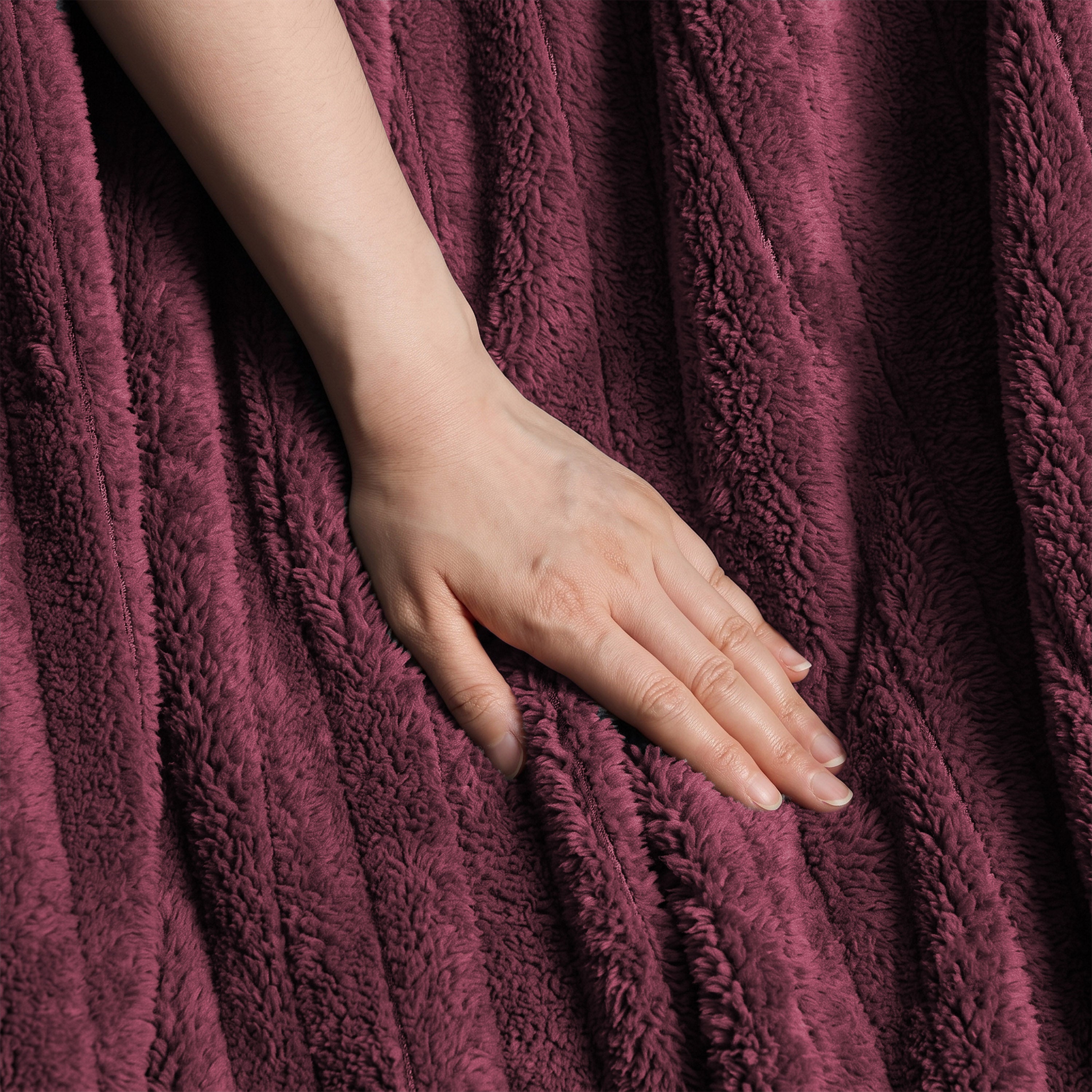 Sunbeam Heated Throw Blanket Arctic Plush Eco Quick Control 4 Heat Burgundy 50x60