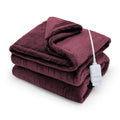 Sunbeam Heated Throw Blanket Arctic Plush Eco Quick Control 4 Heat Burgundy 50x60