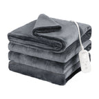 Sunbeam Heated Slate Gray Blanket Velvet 12 Heat Settings Full/