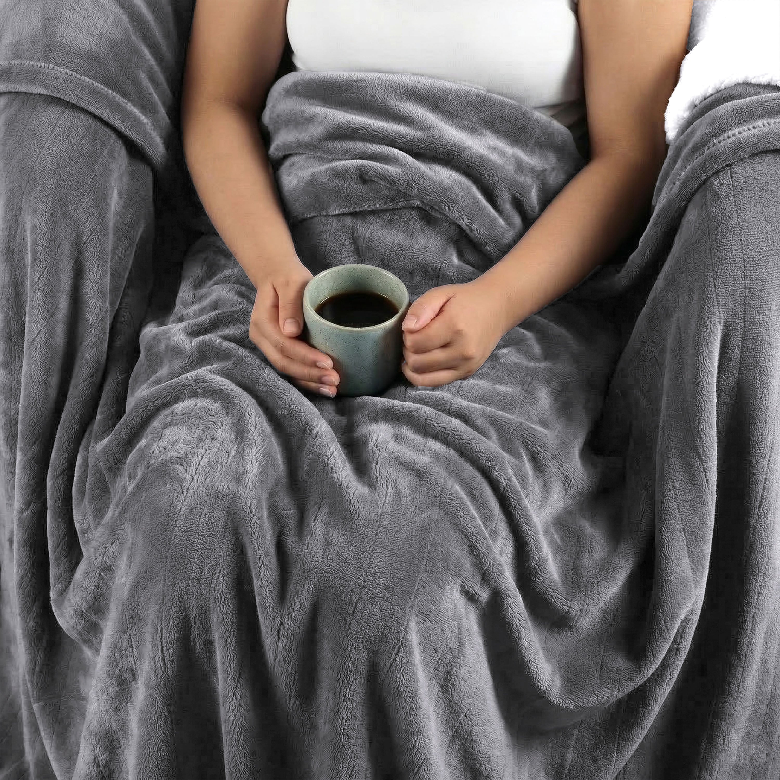 Sunbeam Heated Slate Gray Blanket Velvet 12 Heat Settings Full/