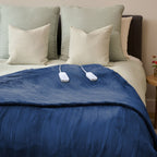 Sunbeam Heated Big Blue Blanket Velvet 12 Heat Settings Full/