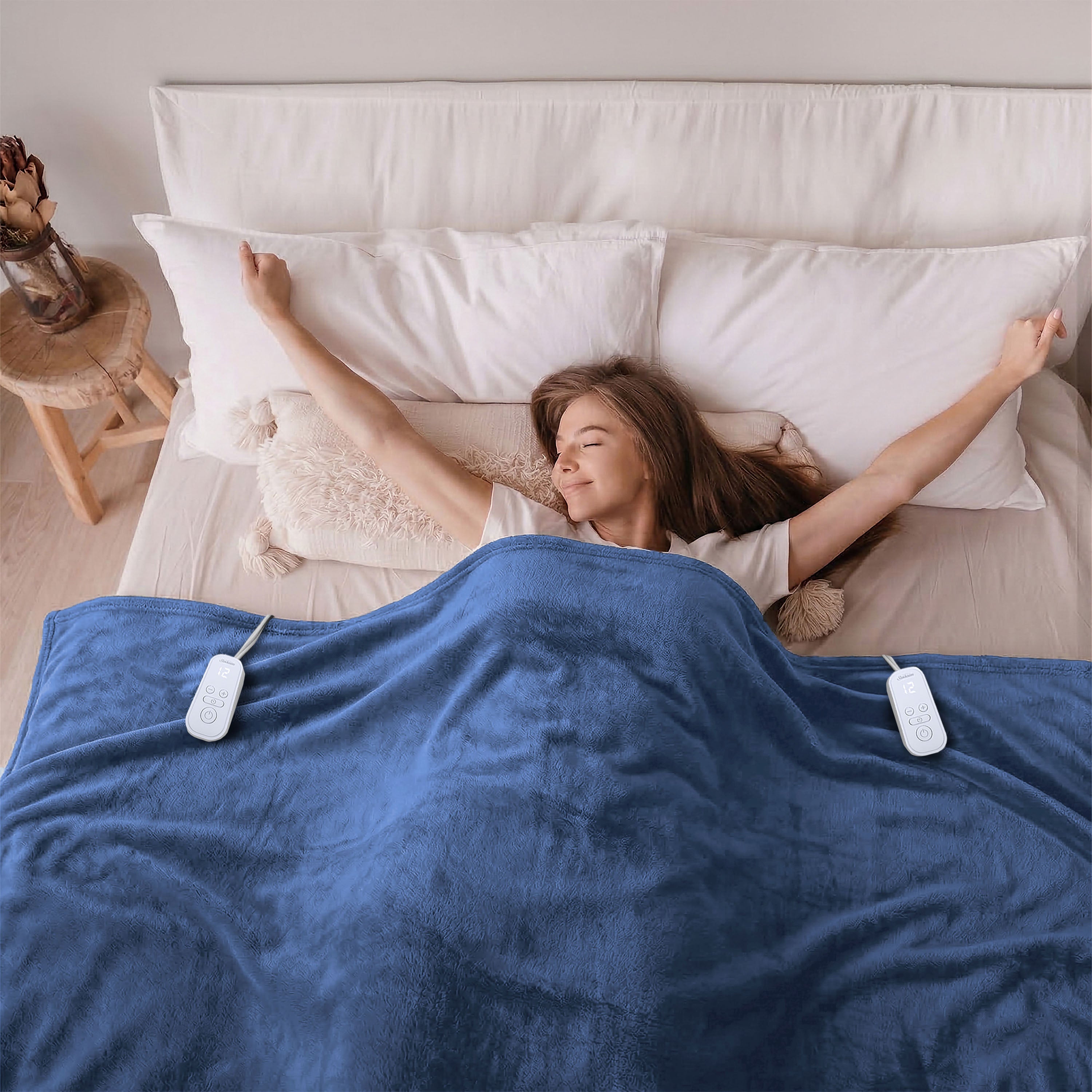 Sunbeam Heated Big Blue Blanket Velvet 12 Heat Settings Full/