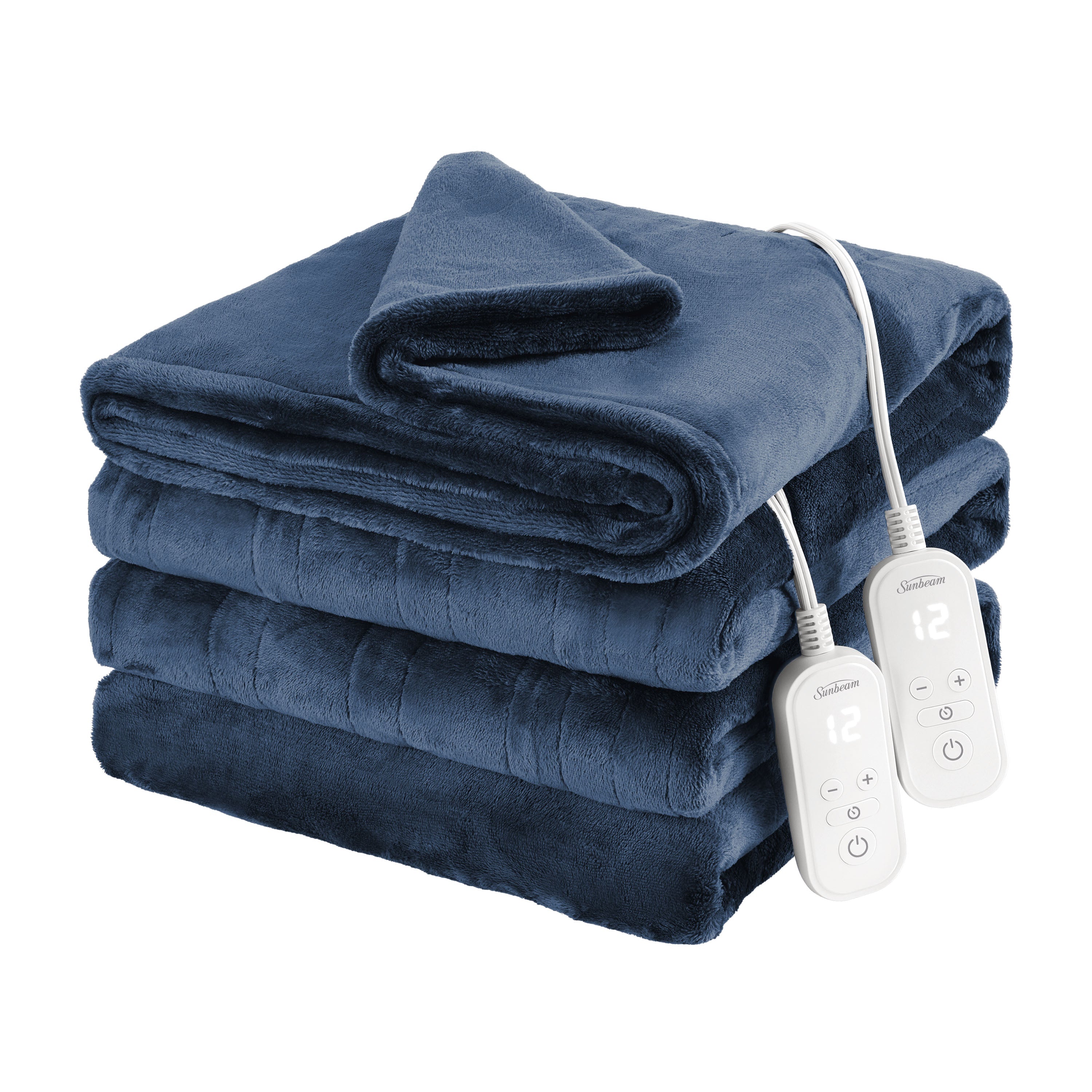Sunbeam Heated Big Blue Blanket Velvet 12 Heat Settings Full/