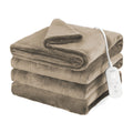 Sunbeam Heated Taupe Blanket Velvet 12 Heat Settings Full/