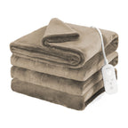 Sunbeam Heated Taupe Blanket Velvet 12 Heat Settings Full/