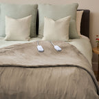 Sunbeam Heated Taupe Blanket Velvet 12 Heat Settings Full/