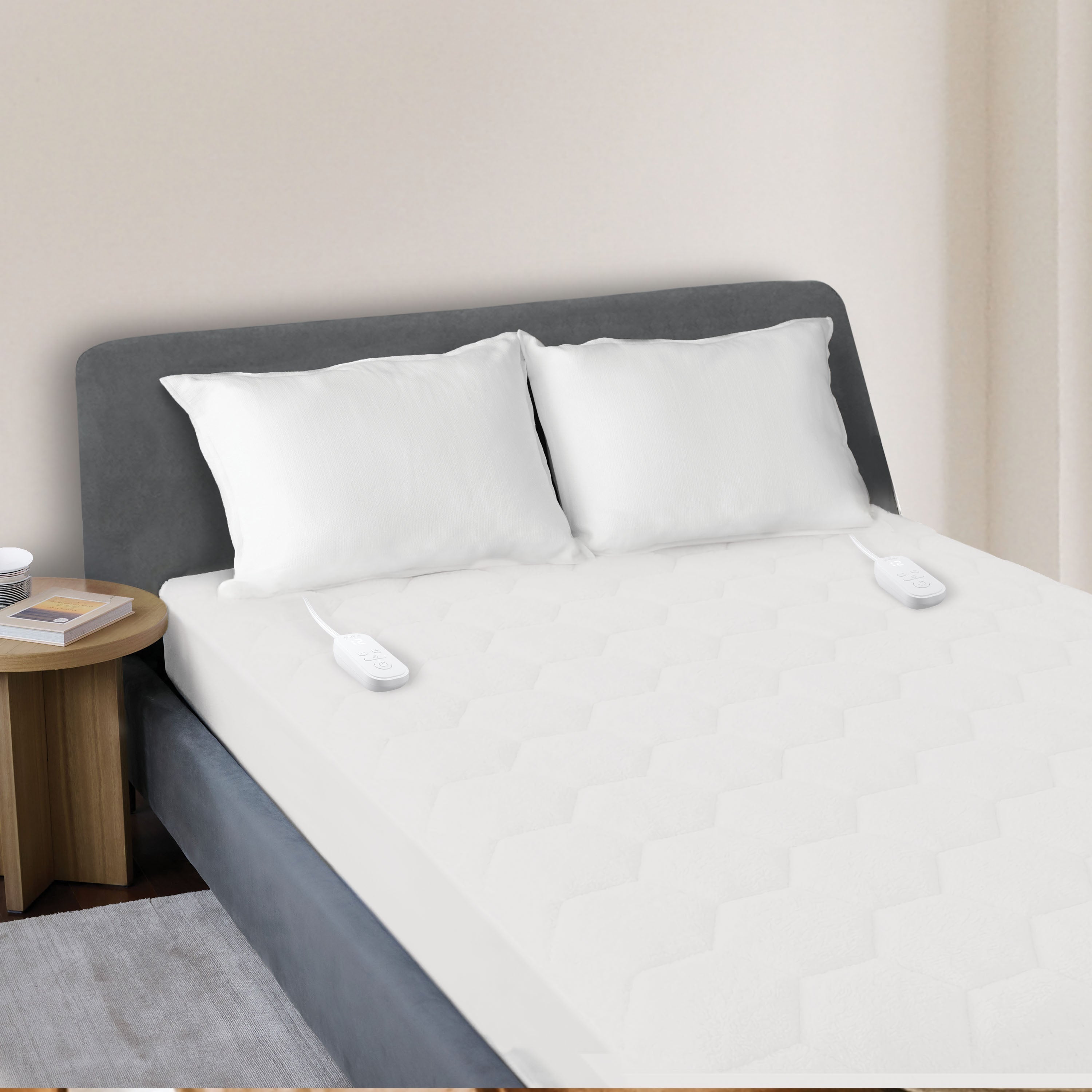 Sunbeam Heated Mattress Pad Honeycomb Quilted Plush 12 Heat Settings