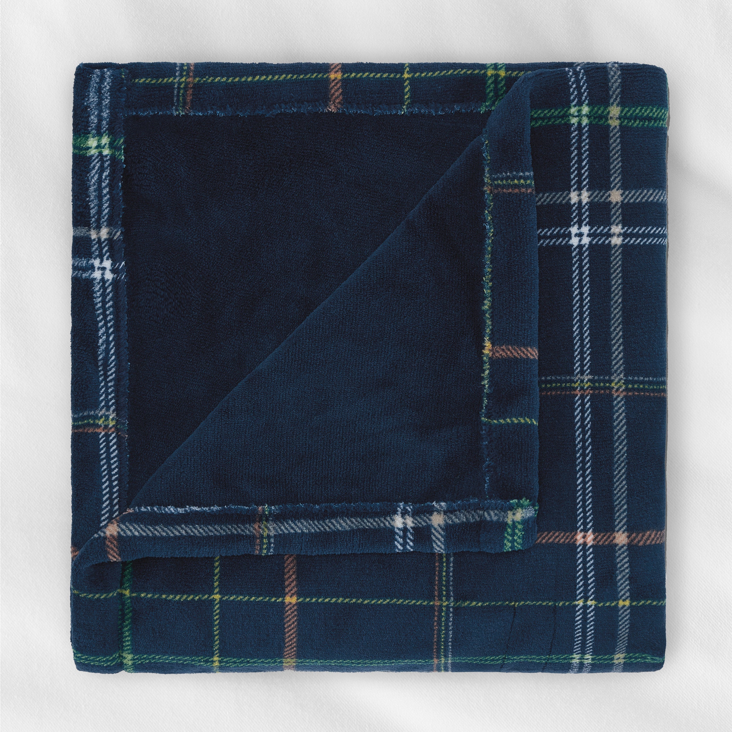 Sunbeam Electric Heated Family Throw Belfast Plaid Navy 96 x 60