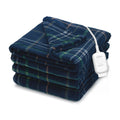 Sunbeam Electric Heated Family Throw Belfast Plaid Navy 96 x 60