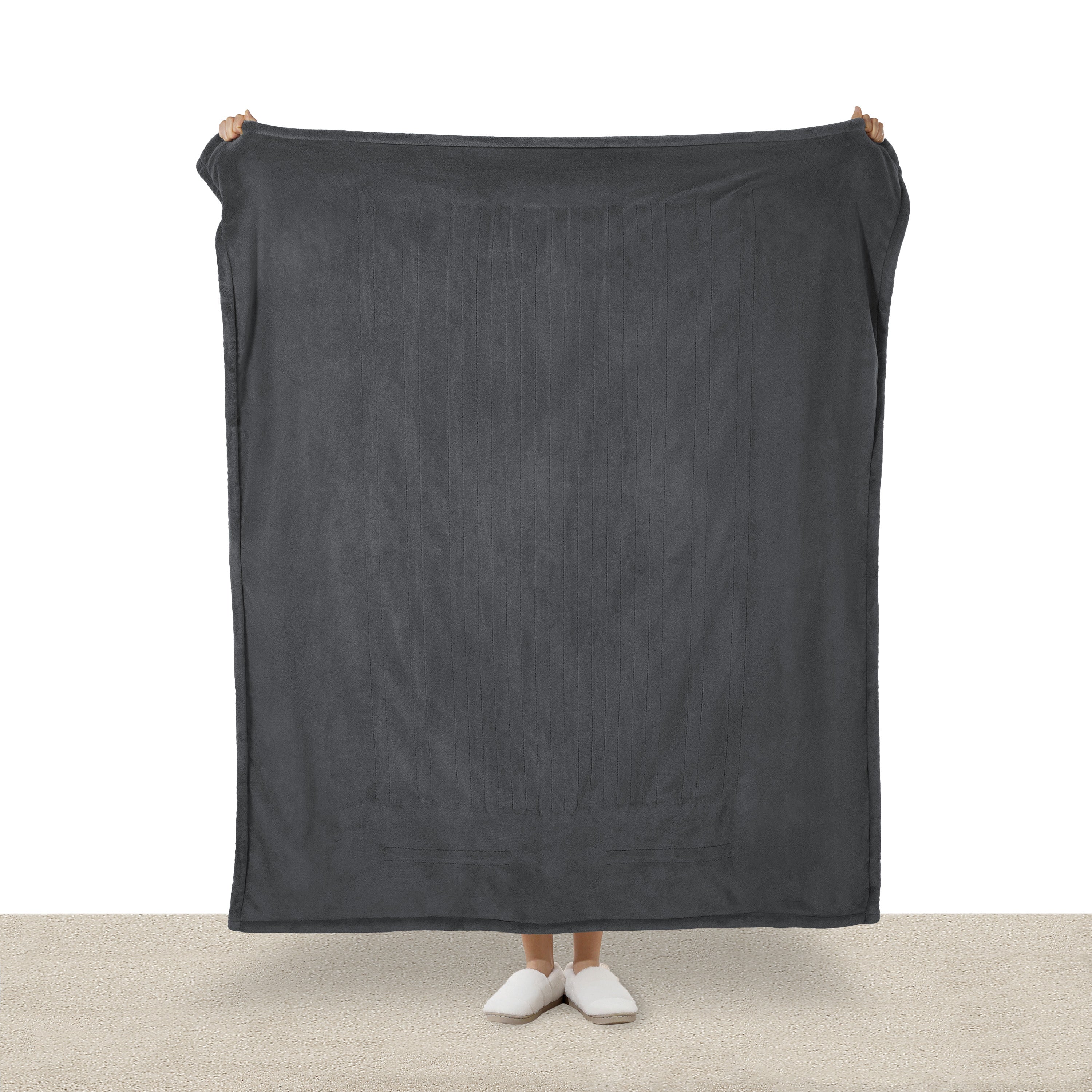Sunbeam Electric Heated Throw Microplush Sherpa Dark Shadow 50 x 60