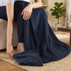 Sunbeam Electric Heated Microplush Throw Blanket Foot Pocket Orion Blue, 50 x 60 in