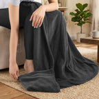 Sunbeam Electric Heated Microplush Throw Blanket Foot Pocket Dark Shadow, 50 x 60 in