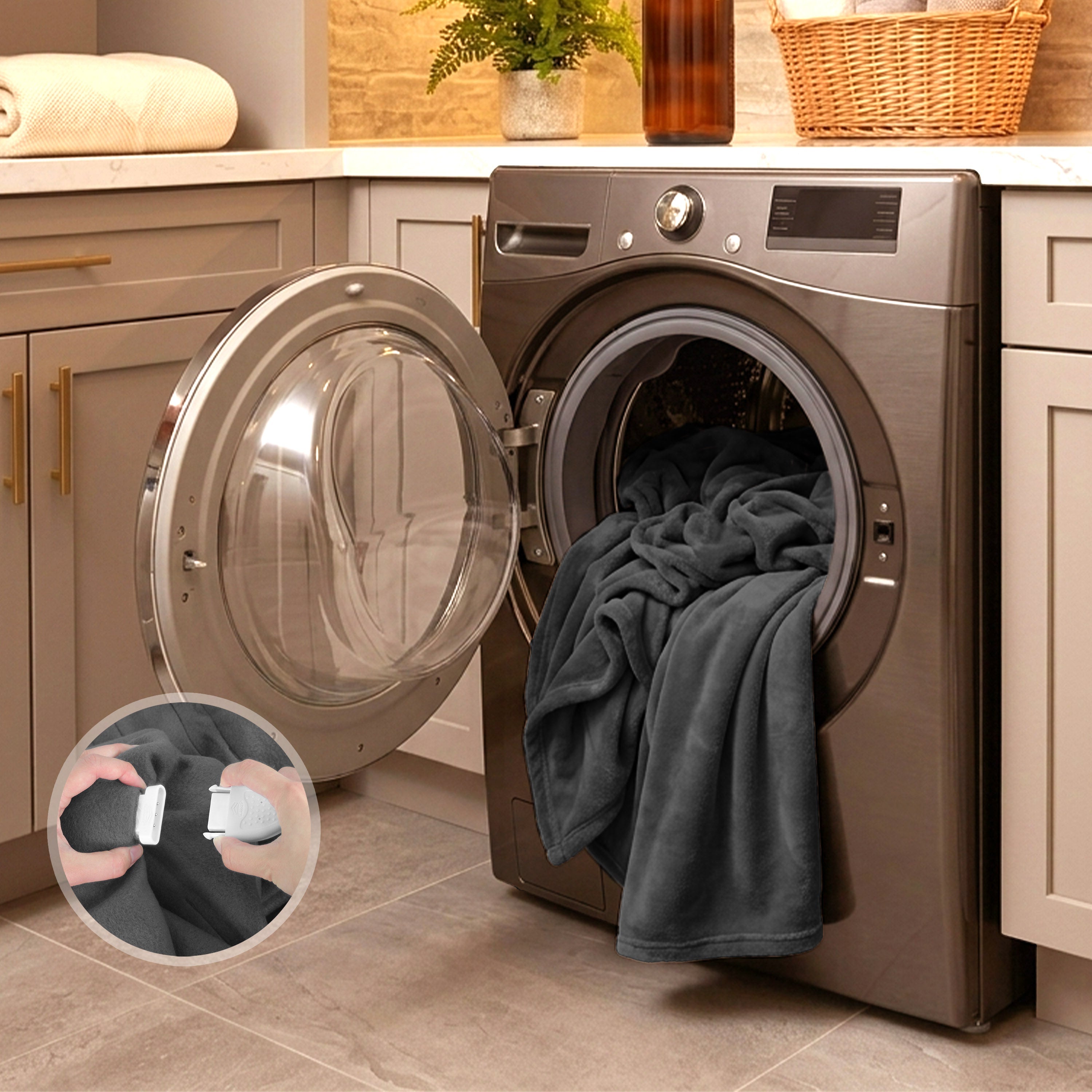 Sunbeam Electric Heated Microplush Throw Blanket Foot Pocket Dark Shadow, 50 x 60 in