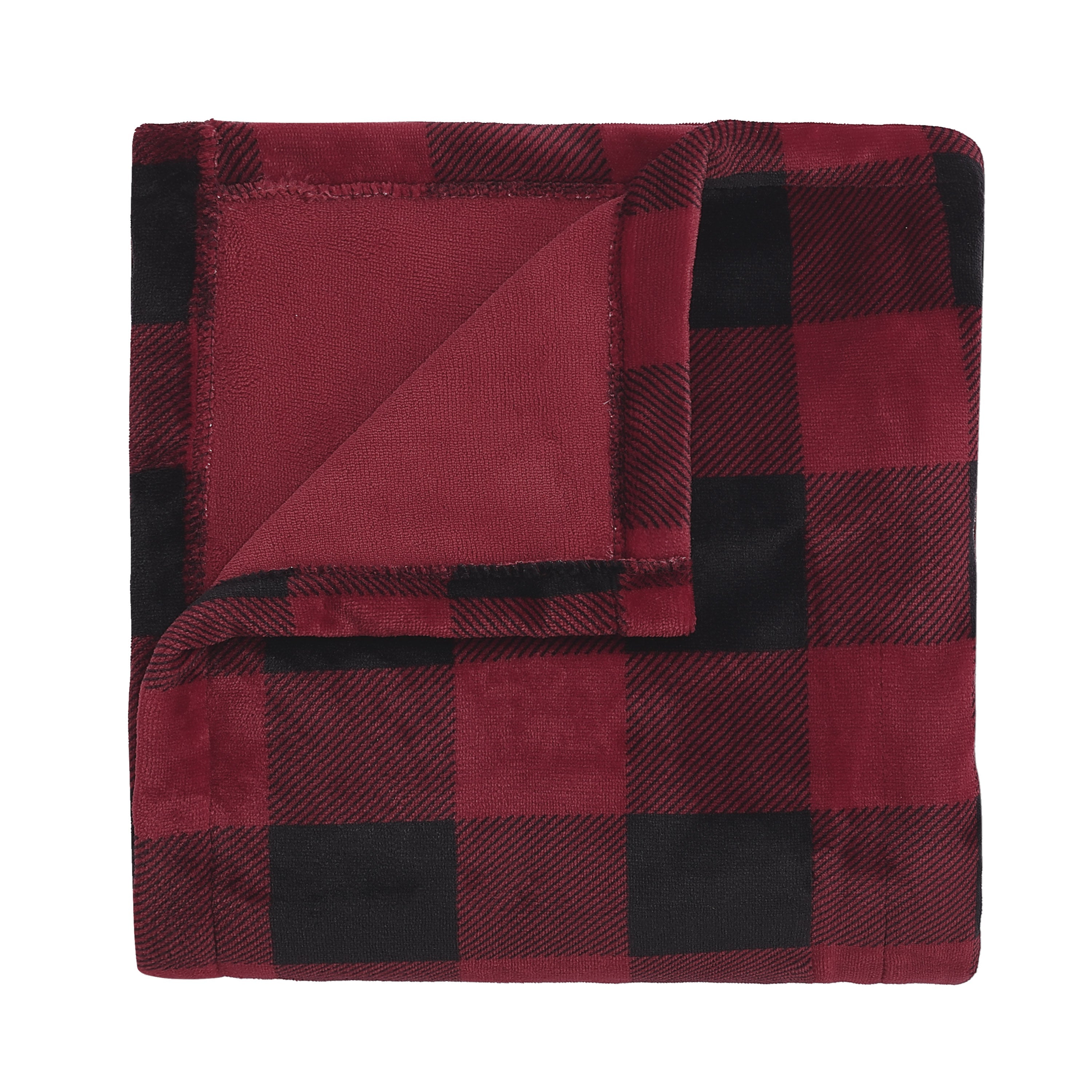 Sunbeam Electric Heated Microplush Family Throw Blanket Buffalo Plaid Red Black, 96 x 60 in