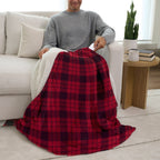 Sunbeam Heated Throw Blanket Microplush Sherpa Reverse Red Black Plaid 50" x 60"