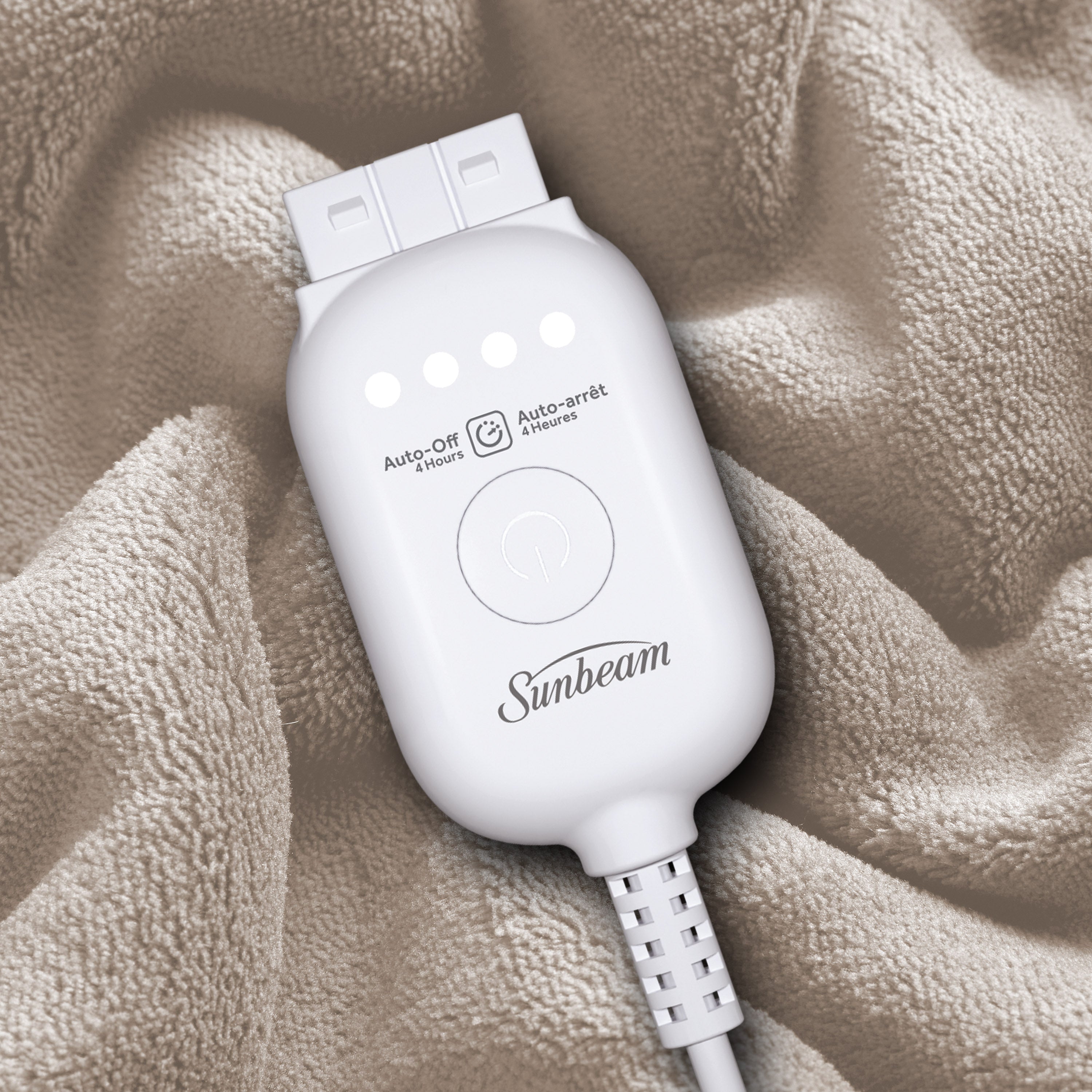 Sunbeam Heated Throw Blanket Microplush Sherpa Reverse Light Taupe 50" x 60"