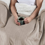 Sunbeam Heated Throw Blanket Microplush Sherpa Reverse Light Taupe 50" x 60"