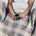 Sunbeam Heated Throw Blanket Microplush Sherpa Reverse Grey Plaid 50" x 60"