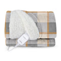 Sunbeam Heated Throw Blanket Microplush Sherpa Reverse Grey Plaid 50" x 60"