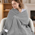 Sunbeam Heated Throw Blanket Microplush Sherpa Reverse Grey 50" x 60"