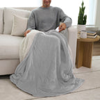 Sunbeam Heated Throw Blanket Microplush Sherpa Reverse Grey 50" x 60"