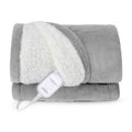 Sunbeam Heated Throw Blanket Microplush Sherpa Reverse Grey 50" x 60"