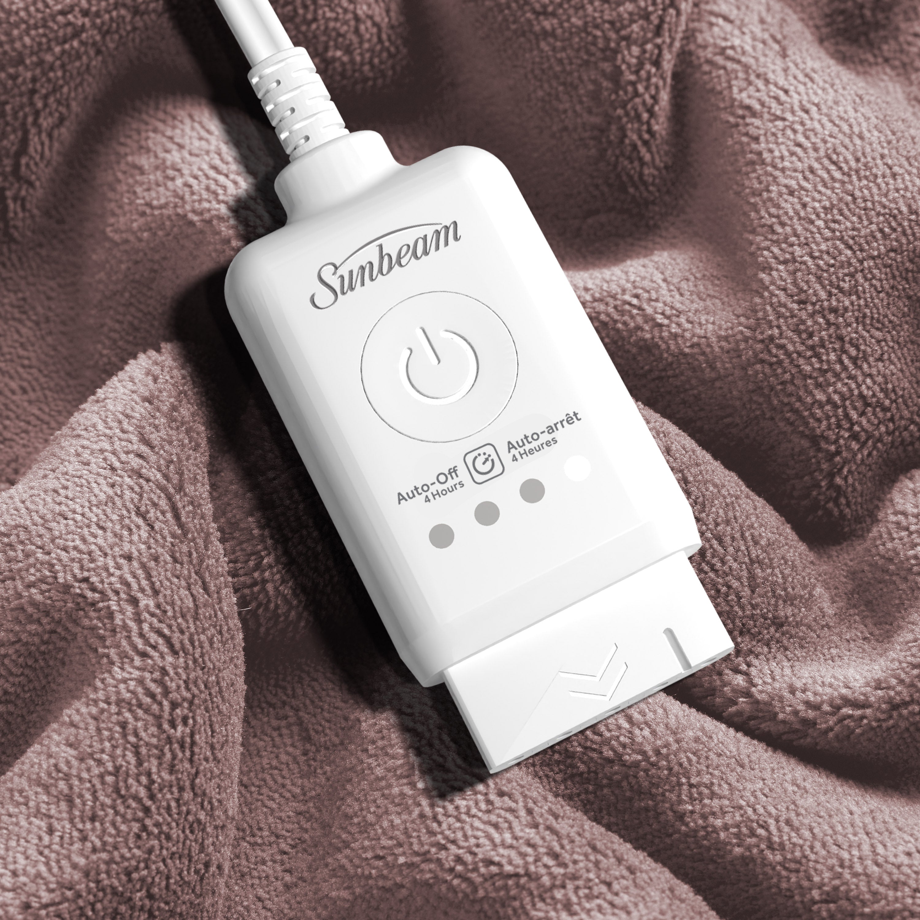 Sunbeam Heated Throw Blanket Microplush Sherpa Reverse Mauve 50" x 60"