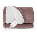 Sunbeam Heated Throw Blanket Microplush Sherpa Reverse Mauve 50" x 60"