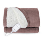 Sunbeam Heated Throw Blanket Microplush Sherpa Reverse Mauve 50" x 60"