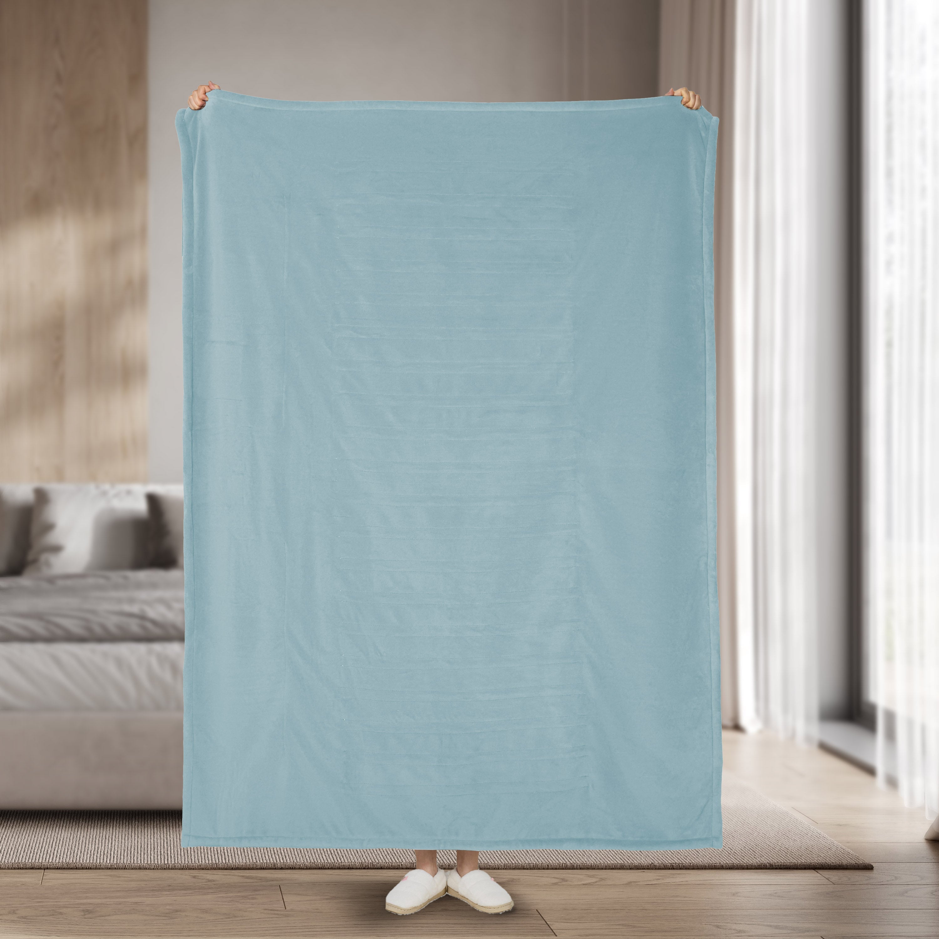 Sunbeam Heated Throw Blanket Microplush Sherpa Reverse Sterling 50" x 60"