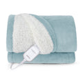 Sunbeam Heated Throw Blanket Microplush Sherpa Reverse Sterling 50" x 60"