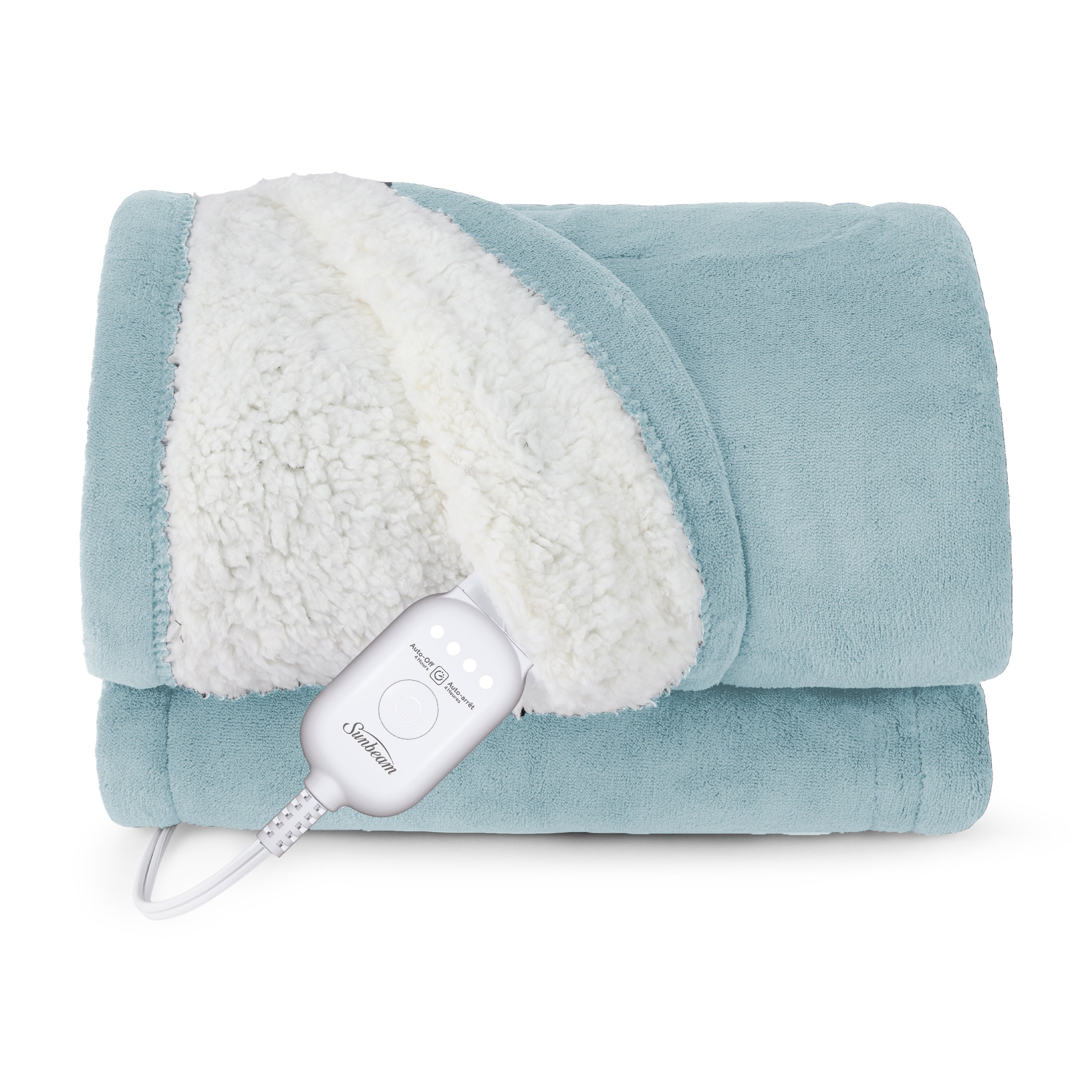 Sunbeam Heated Throw Blanket Microplush Sherpa Reverse Sterling 50" x 60"